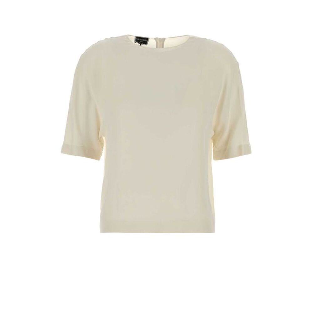 Giorgio Armani Women Cream Silk T-Shirt